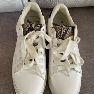 ZARA Stylish White Sneakers with Snakeskin Detail